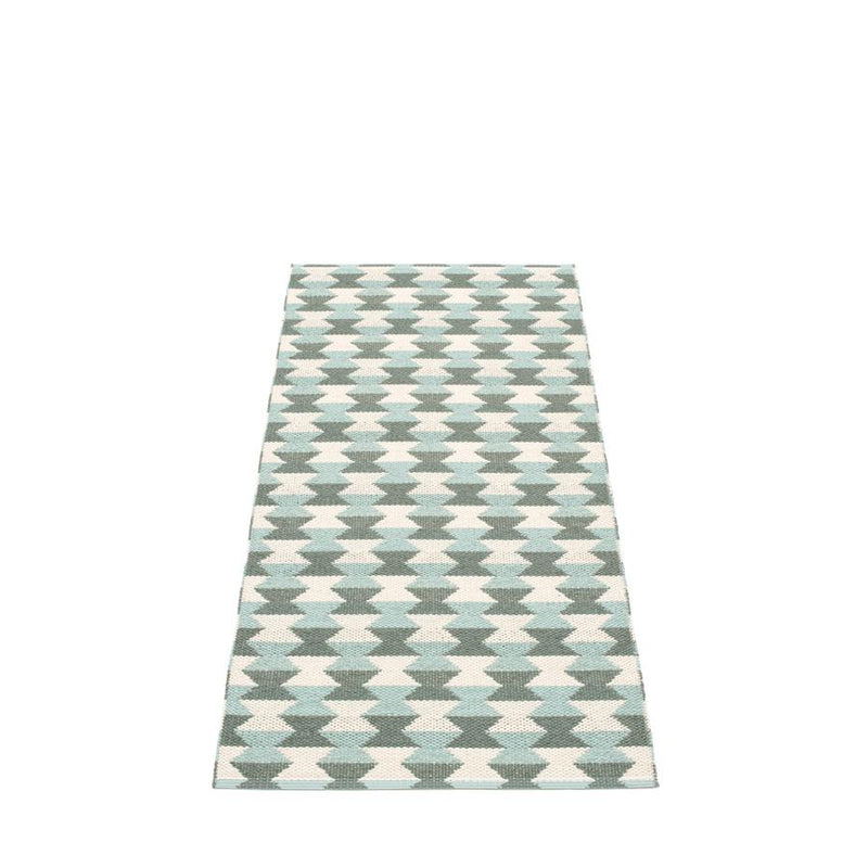 Pappelina, Dana Rug - Army-Pale Turquoise-Vanilla, 2.25' x 5.25'- Placewares