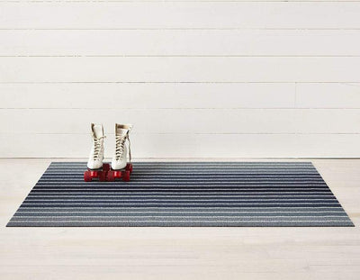Chilewich, Block Stripe Indoor/Outdoor Shag Floor Mats, Denim / Doormat (18 x 28")- Placewares
