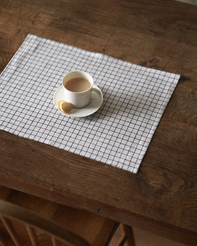 Fog Linen, Japaense Linen Placemat, ivory & navy grid, - Placewares