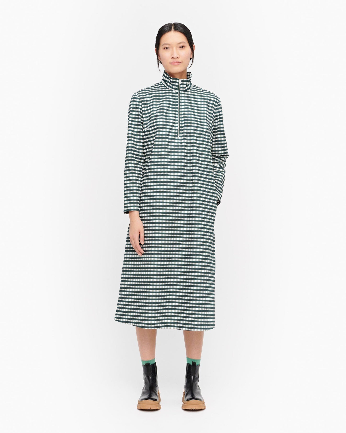 Marimekko, Hurmio Milliruutu Dress, Green/ Dark Green / 38- Placewares