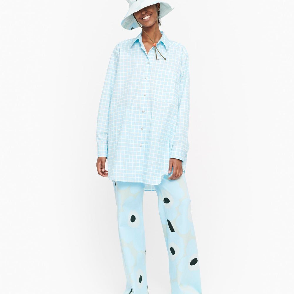 Marimekko, Norkko Pikku Ruutu Shirt, Blue/ Off-White / M- Placewares