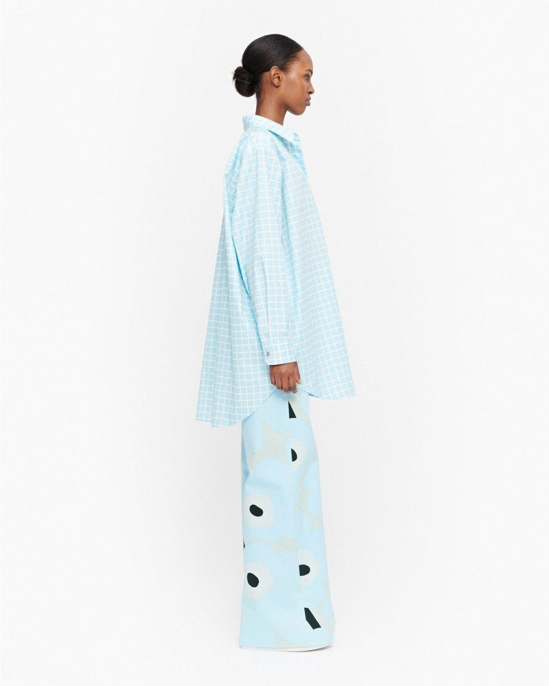 Marimekko, Norkko Pikku Ruutu Shirt, Blue/ Off-White / M- Placewares