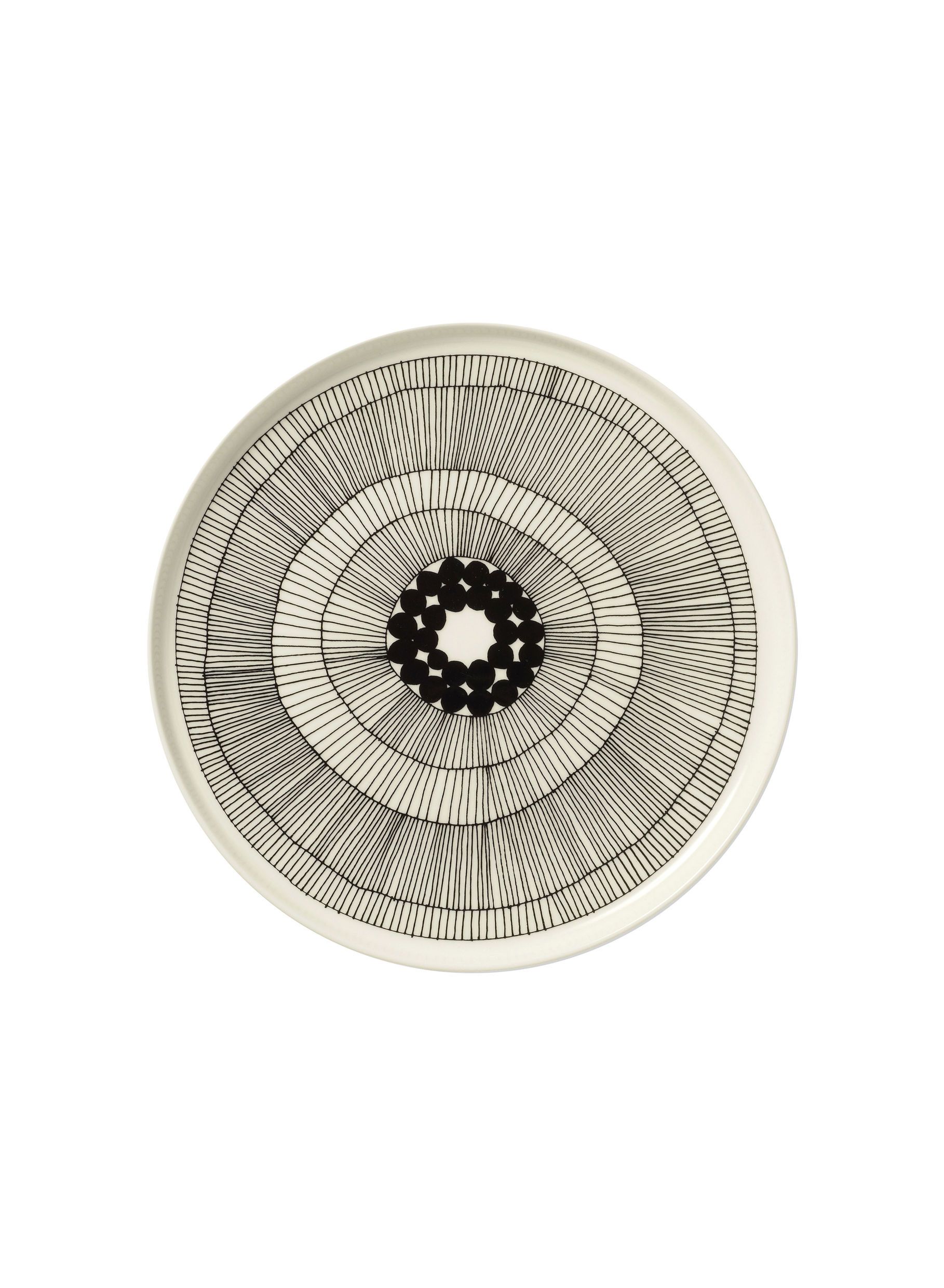 Marimekko, Oiva / Siirtolapuutarha Dinner Plate, White/Black- Placewares