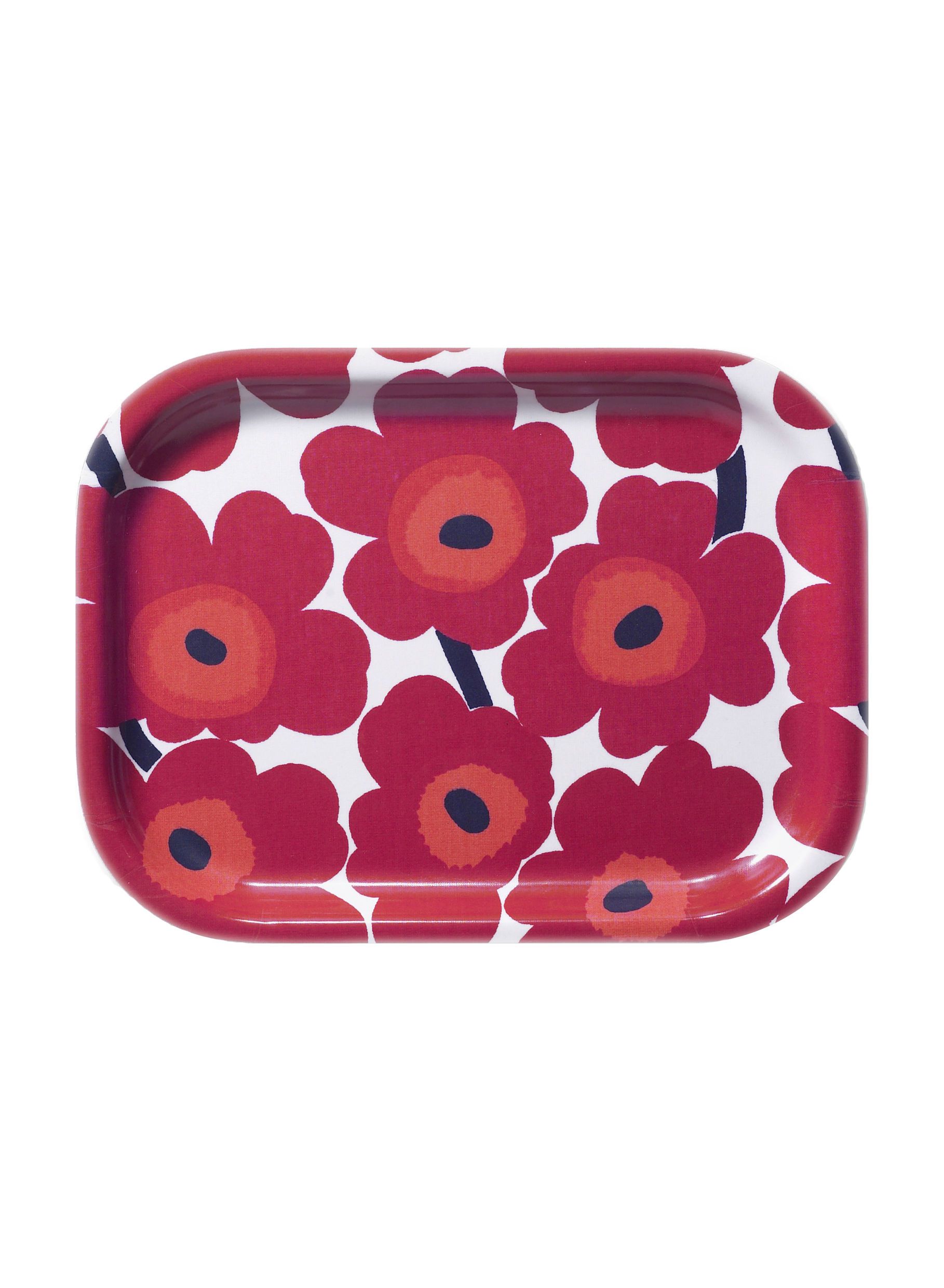 Marimekko, Mini Unikko Plywood Tray, White/Red- Placewares