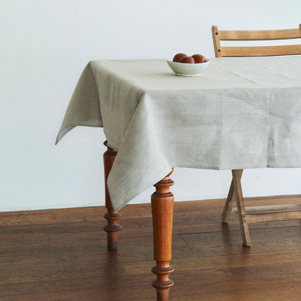 Fog Linen, Natural Linen Tablecloth with Maker's Stamp, Natural / Small- Placewares
