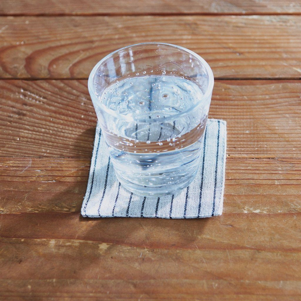 Fog Linen, Linen Coasters, thin black stripe on natural, - Placewares