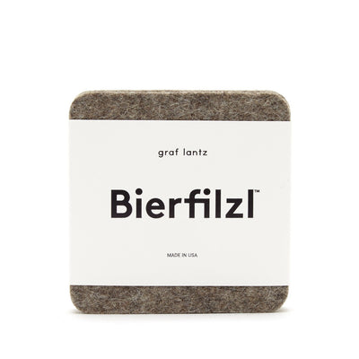 Graf Lantz, Square Solid German Felt Coasters, 4-Pack, Ash Brown- Placewares