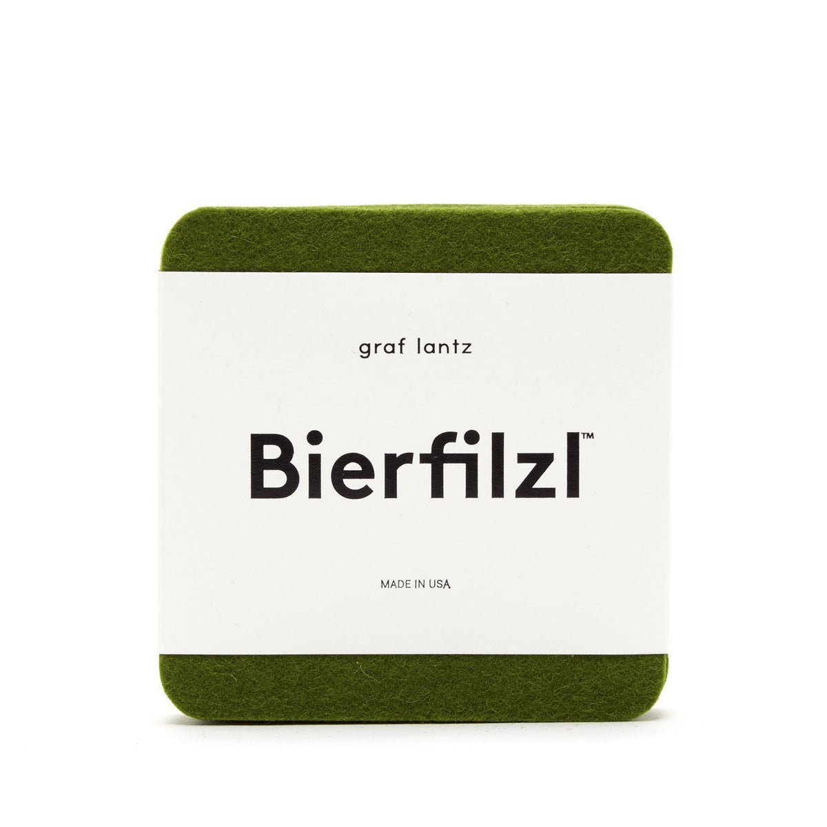 Graf Lantz, Square Solid German Felt Coasters, 4-Pack, Loden Green- Placewares