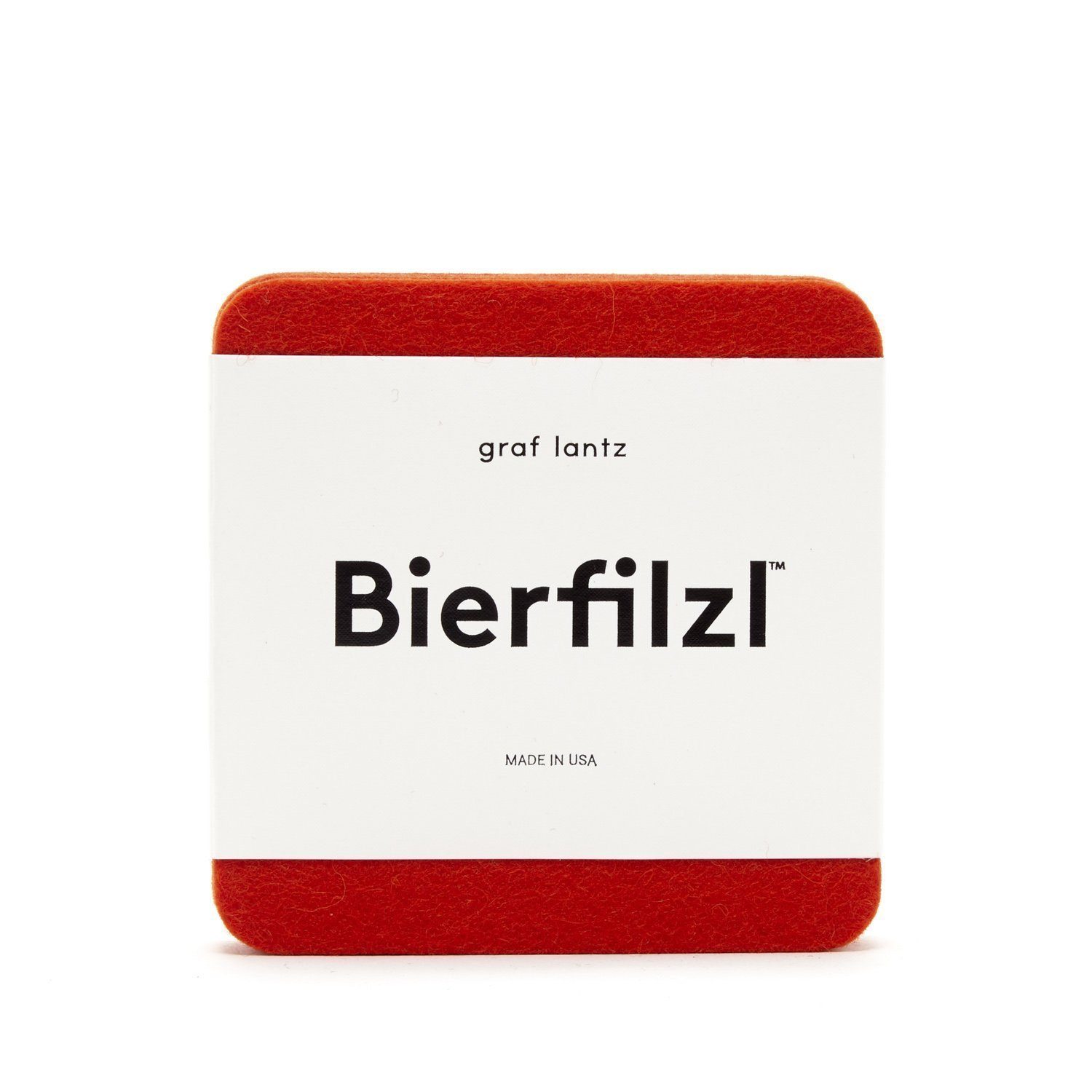 Graf Lantz, Square Solid German Felt Coasters, 4-Pack, Orange- Placewares