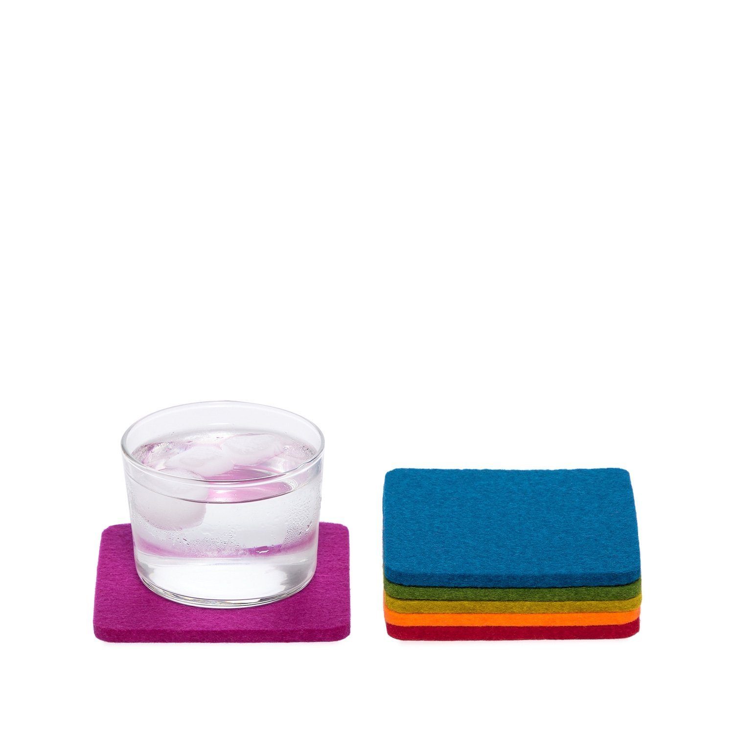 Graf Lantz, Square Multicolor German Felt Coasters, 6-Pack, Rainbow- Placewares
