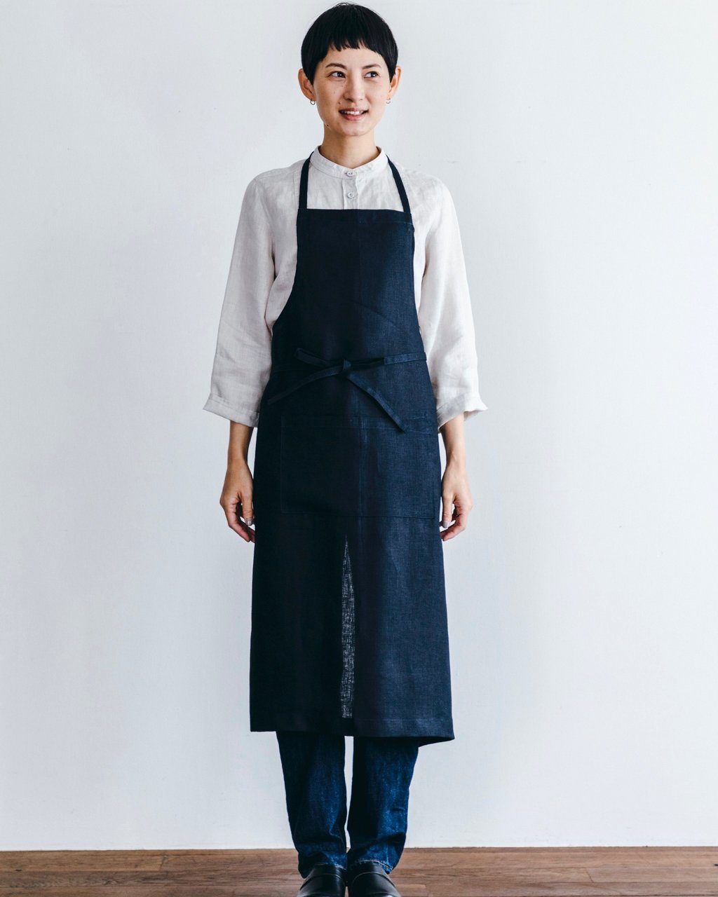 Fog Linen, Linen Full Aprons, Navy- Placewares