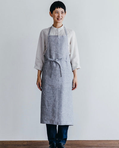 Fog Linen, Linen Full Aprons, Grey Thin White Stripe- Placewares