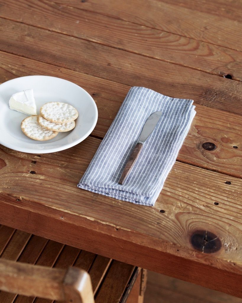 Fog Linen, Japanese Linen Napkin, grey and thin white stripe, - Placewares
