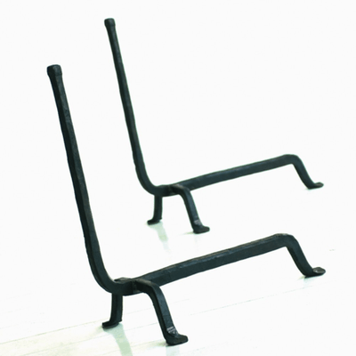 Conmoto, Ferro & Fuoco Black Steel Andirons (Pair), - Placewares