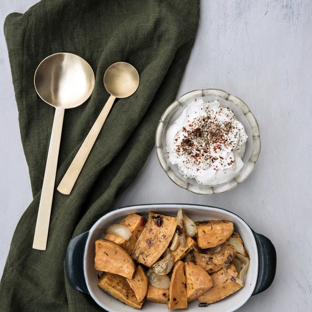 Fog Linen, Handmade Brass Round Serving Spoons, - Placewares