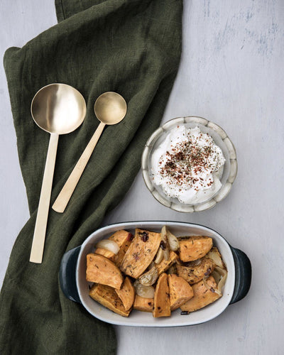 Fog Linen, Handmade Brass Round Serving Spoons, - Placewares