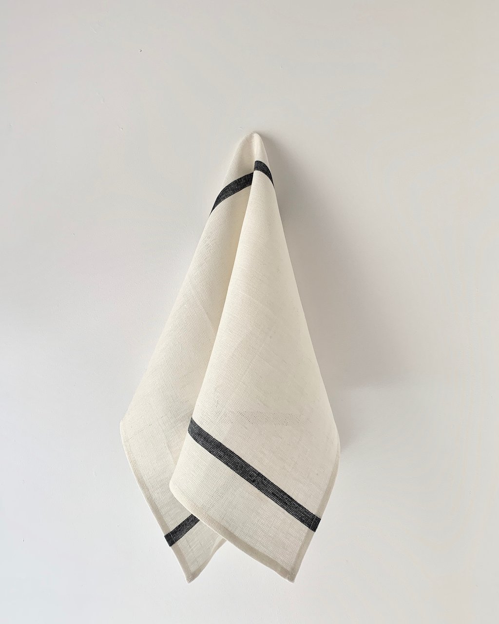 Linen Tea Towels Rustic White & Beige stripe