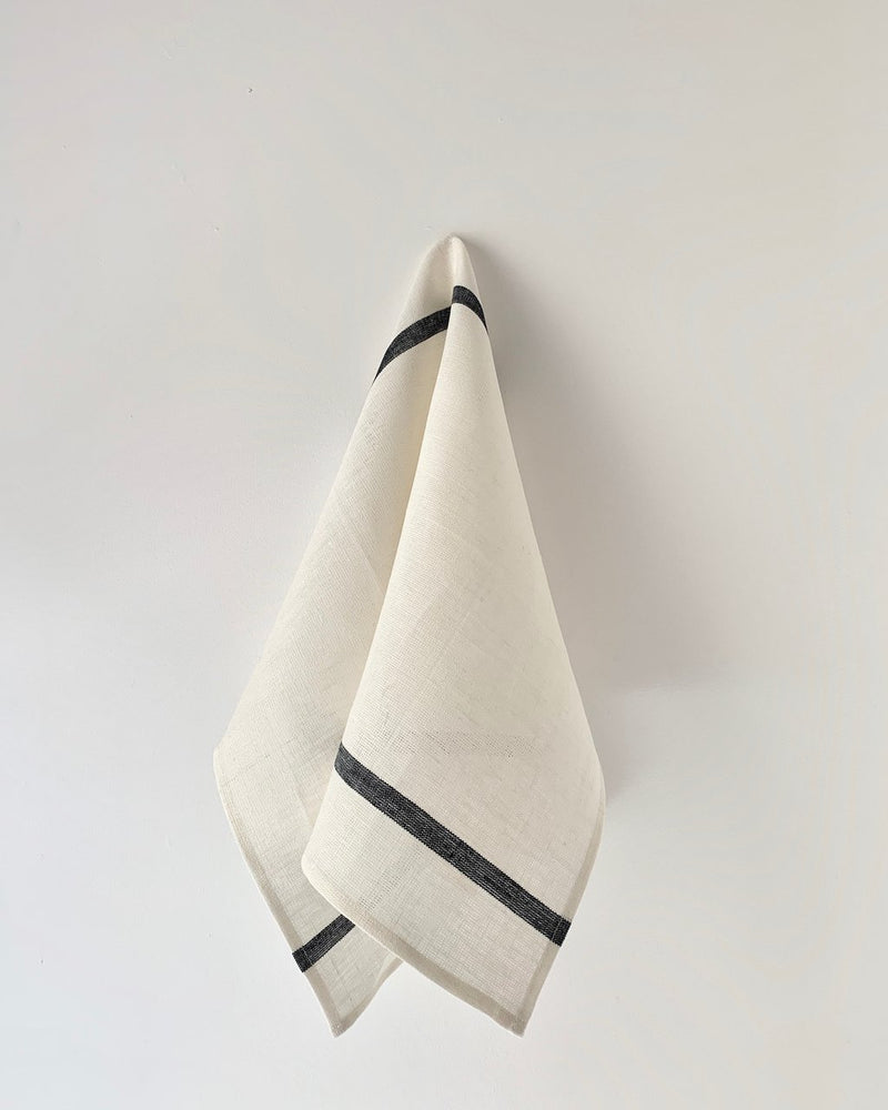 Fog Linen, Japanese Thick Linen Kitchen Towels, Stripe, - Placewares