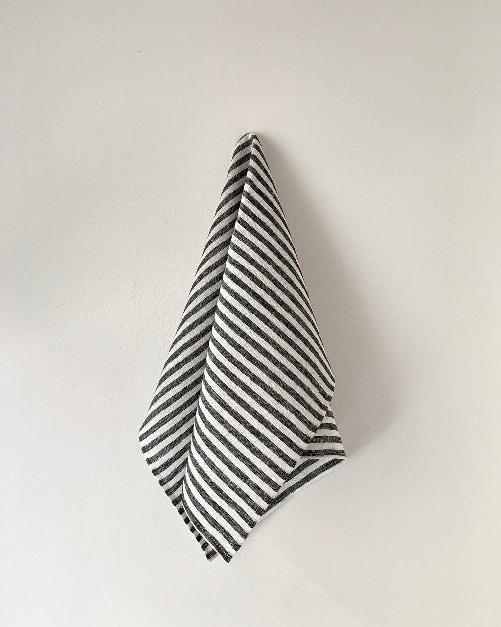 Fog Linen, Japanese Linen Kitchen Towel, black & white stripe, - Placewares
