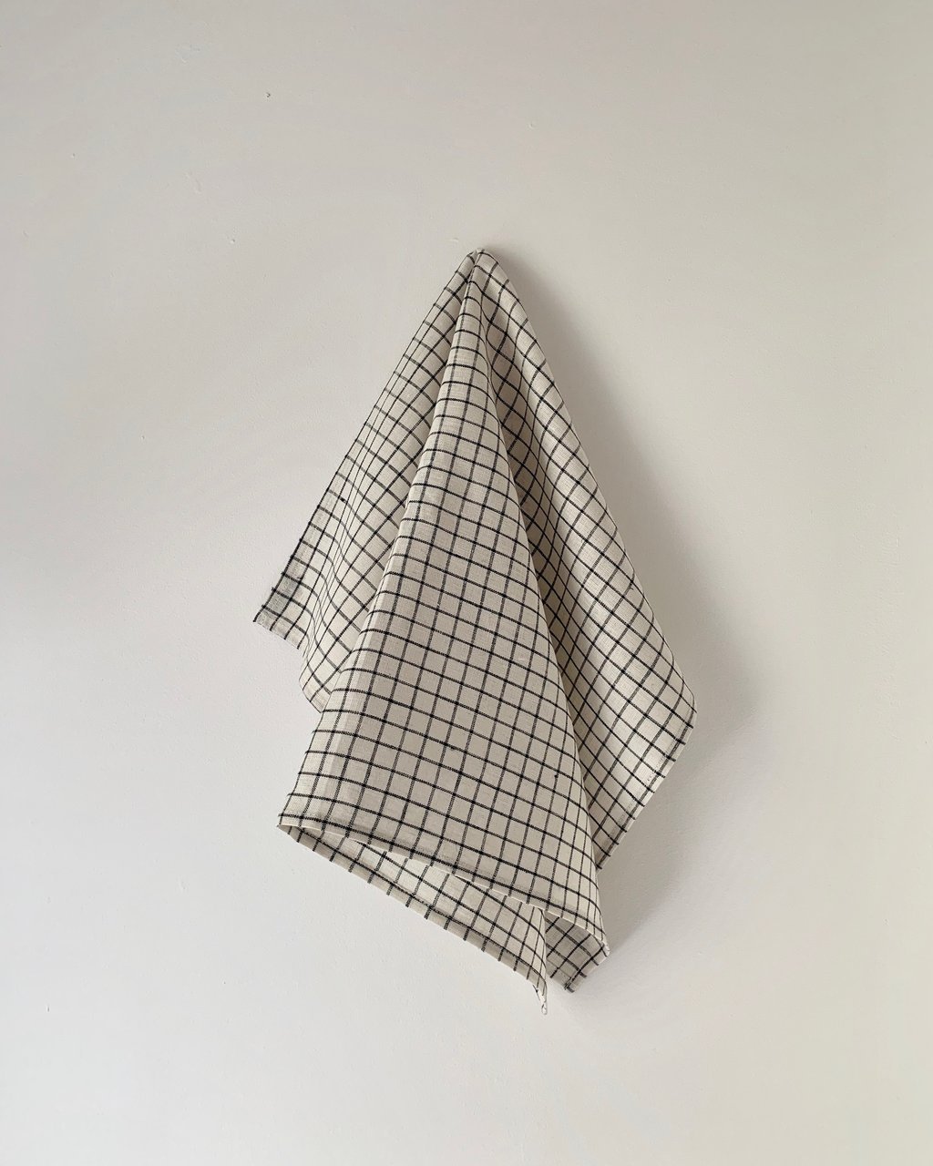 Fog Linen, Japanese Linen Kitchen Towel, ivory & navy grid, - Placewares