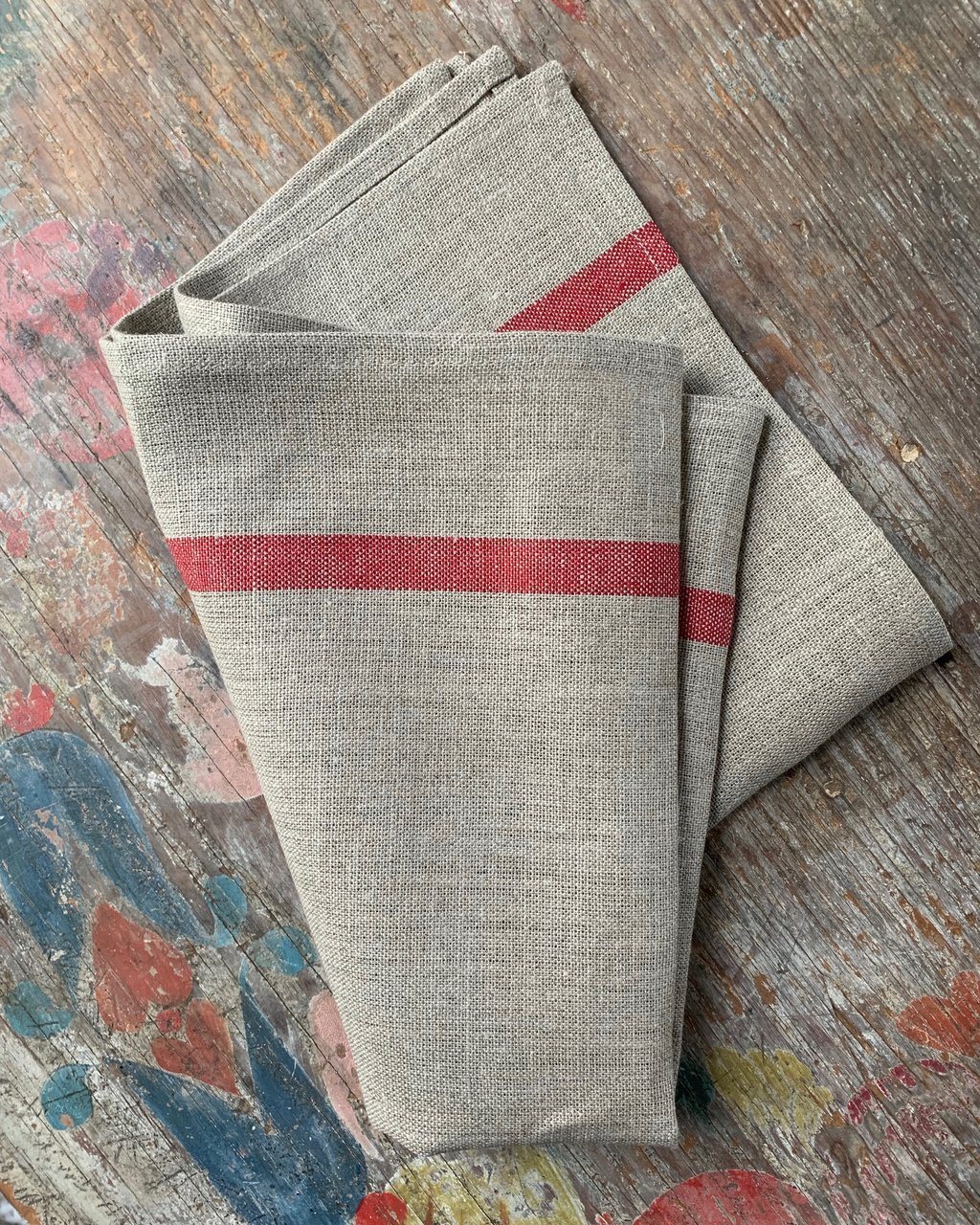 Soft Linen Dish Towel, Red Stripe Assortment