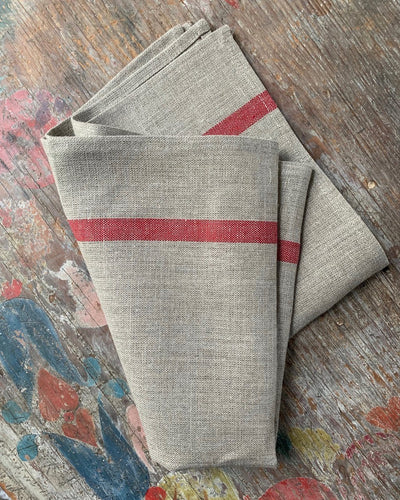 Fog Linen, Japanese Thick Linen Kitchen Towels, Stripe, - Placewares