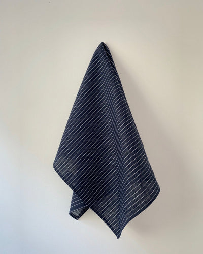 Fog Linen, Japanese Linen Kitchen Towel, navy & white stripe, - Placewares