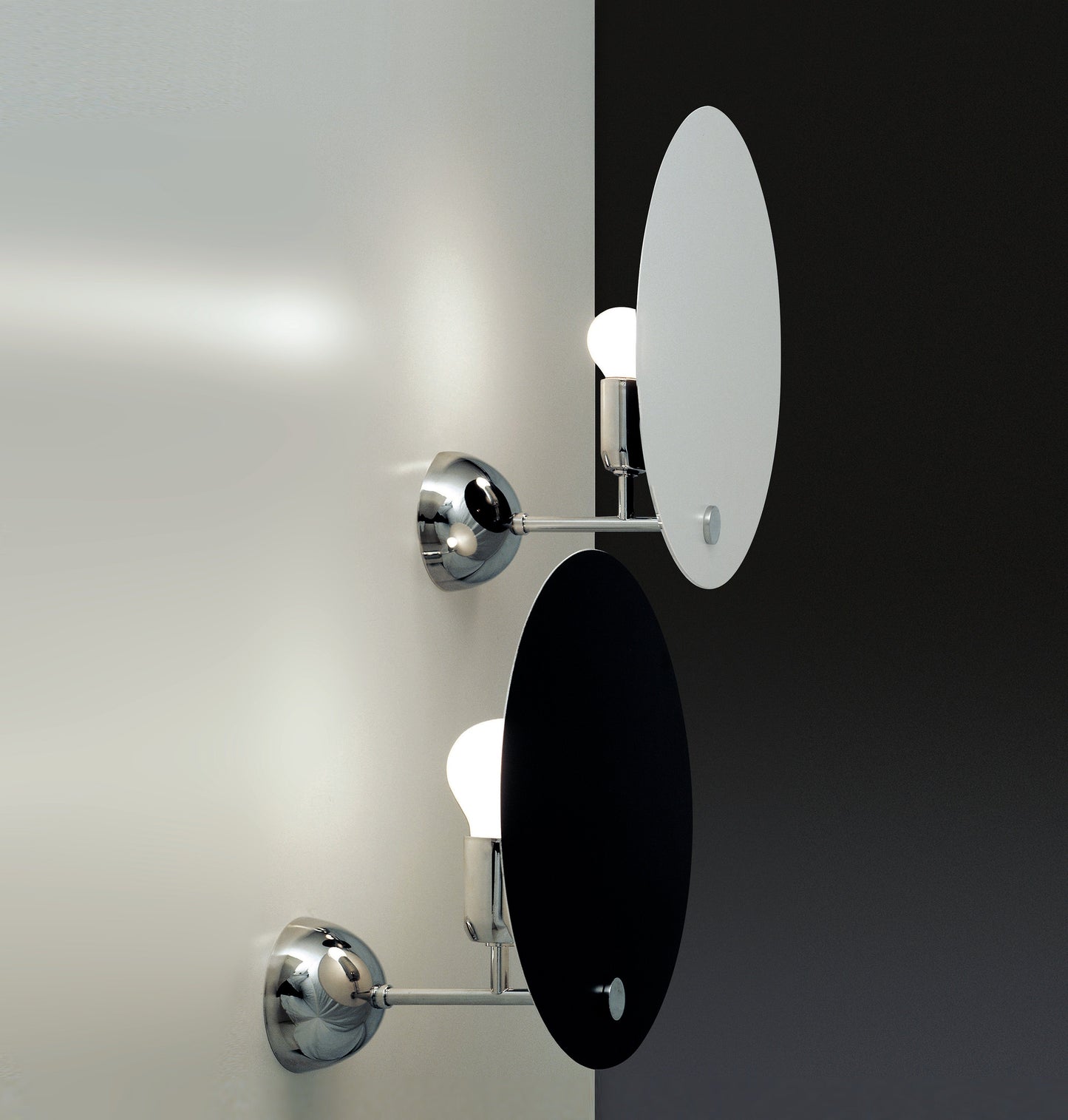 Nemo, Kuta Wall Lamp, White/Black Reflector; Chormed Structure- Placewares