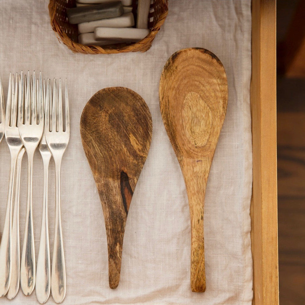 Fog Linen, Hand Carved Wood Serving Spoons, - Placewares