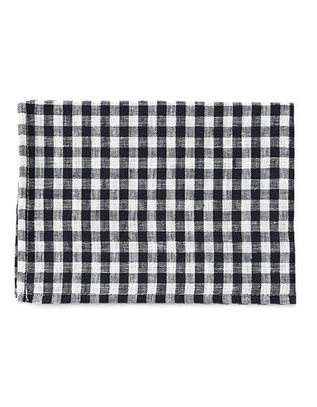 Fog Linen, Japanese Linen Kitchen Towel, navy and white check, - Placewares