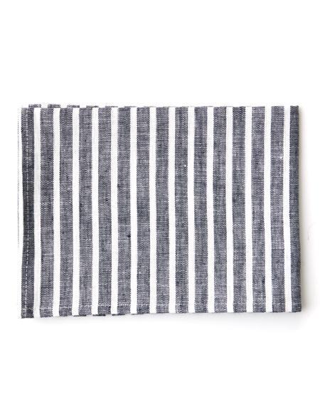 Fog Linen, Japanese Linen Kitchen Towel, navy and white stripe, - Placewares