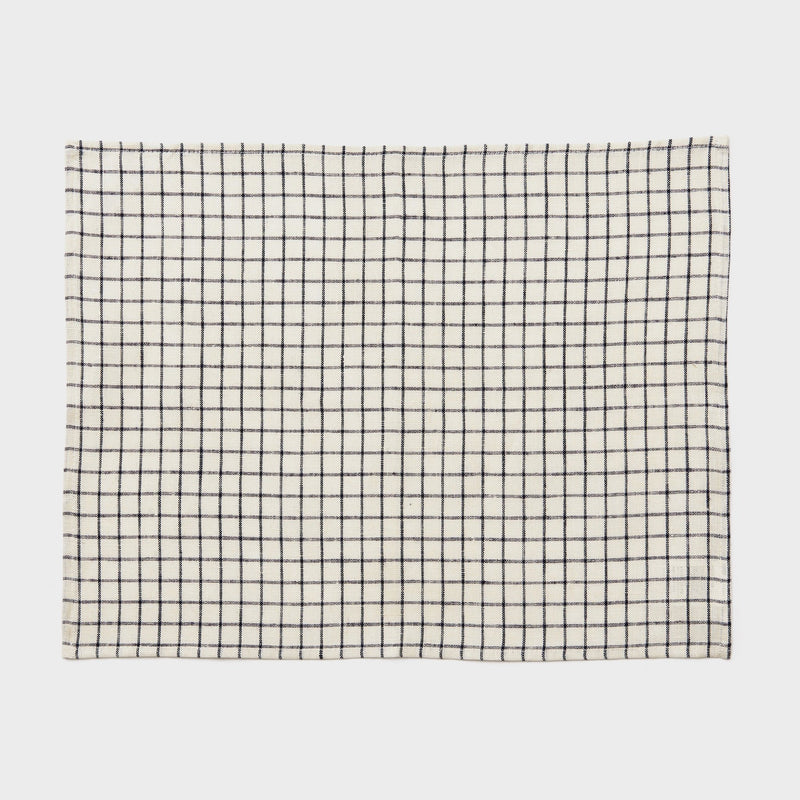 Fog Linen, Japaense Linen Placemat, ivory & navy grid, - Placewares
