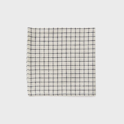 Fog Linen, Japanese Linen Napkin, ivory and navy grid, - Placewares