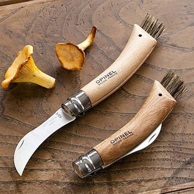 Opinel Inox No.08 Folding Mushroom Hunter's Knife with Brush from Opinel