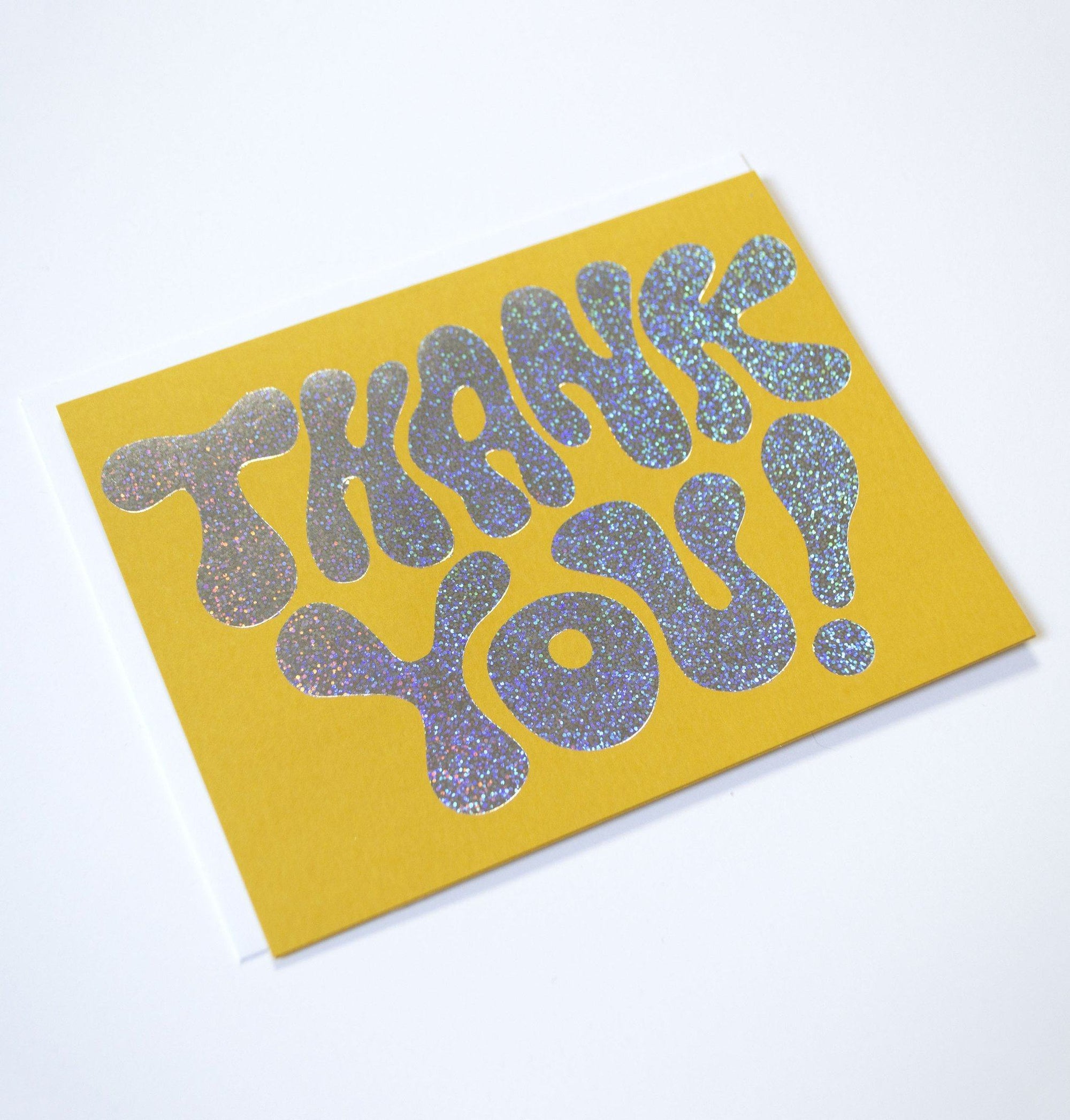 Banquet Workshop, Glitter Hologram Foil Thank You Card, - Placewares