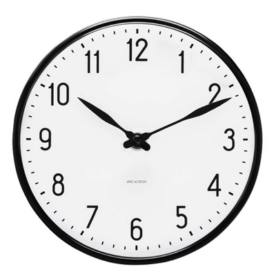 Arne Jacobsen, Arne Jacobsen Station Wall Clock, Ø 11.4" / White- Placewares