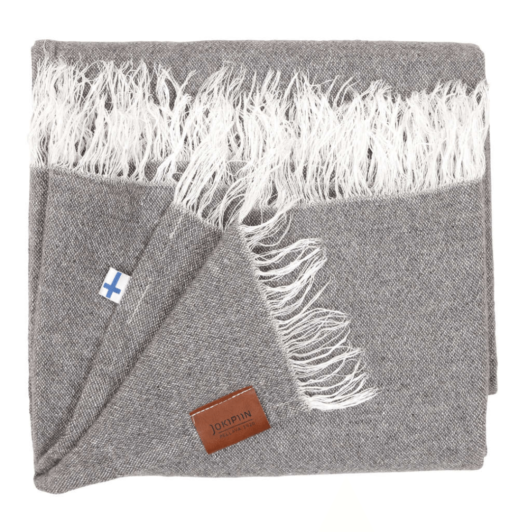 Jokipiin, Finnish Wool & Linen Throw Blanket, Granite Gray- Placewares
