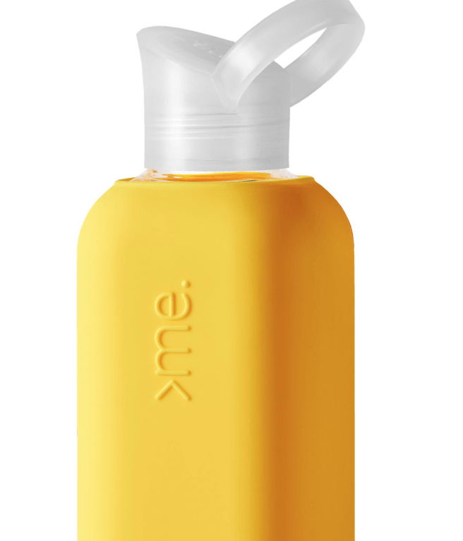 Squireme, X3 Glass Water Bottle with Silicone Sleeve, Yellow- Placewares