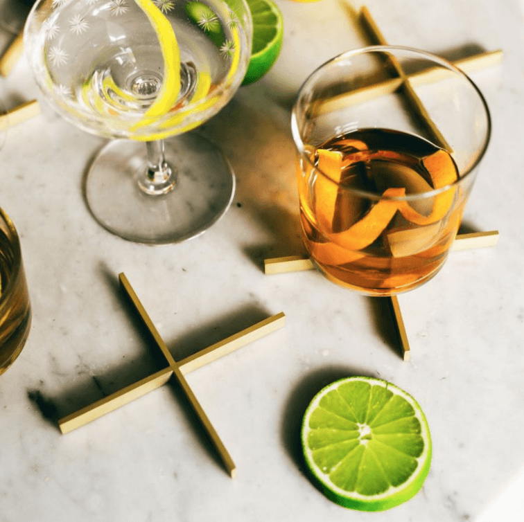 Fruitsuper, Brass 'X' Coasters, - Placewares