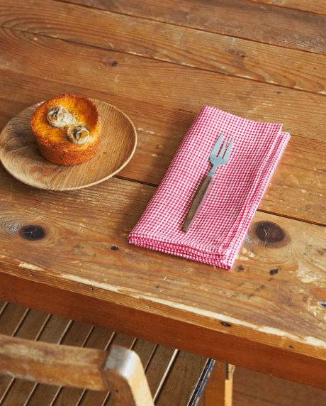 Fog Linen, Japanese Linen Table Napkin, red and white check, - Placewares