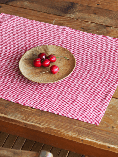 Fog Linen, Japanese Linen Placemat, red and white check, - Placewares