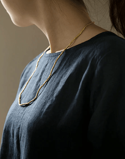 Fog Linen, Handmade Brass Bead Necklace, Short- Placewares
