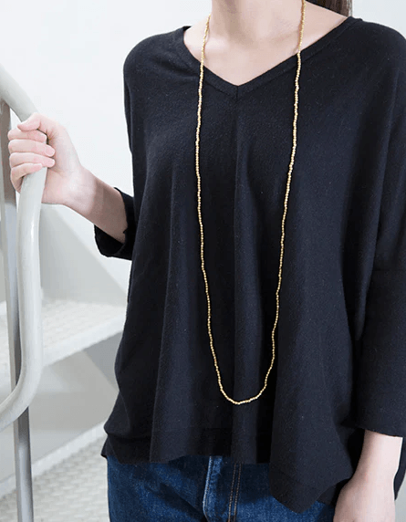 Fog Linen, Handmade Brass Bead Necklace, Long- Placewares