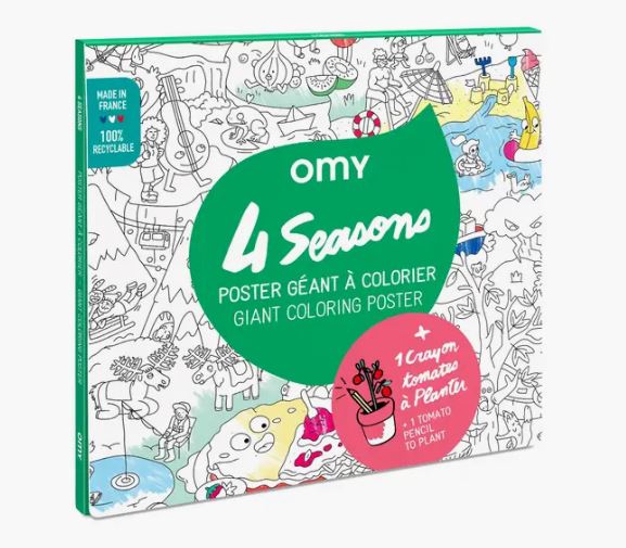 OMY, 4 Season Giant Coloring Poster with Tomato Seeds Pencil, - Placewares