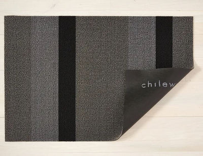 Chilewich, Bold Stripe Indoor/Outdoor Shag Utility Mats, Silver/Black (24" x 36")- Placewares