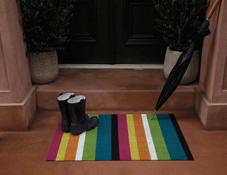 Chilewich, Bold Stripe Indoor/Outdoor Shag Utility Mats, Black/White (24" x 36")- Placewares