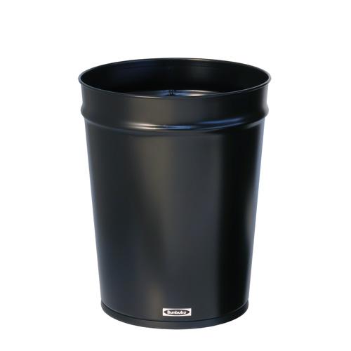 Bunbuku, Painted Steel Tapered Wastebasket, 3 gal - Black, Black- Placewares