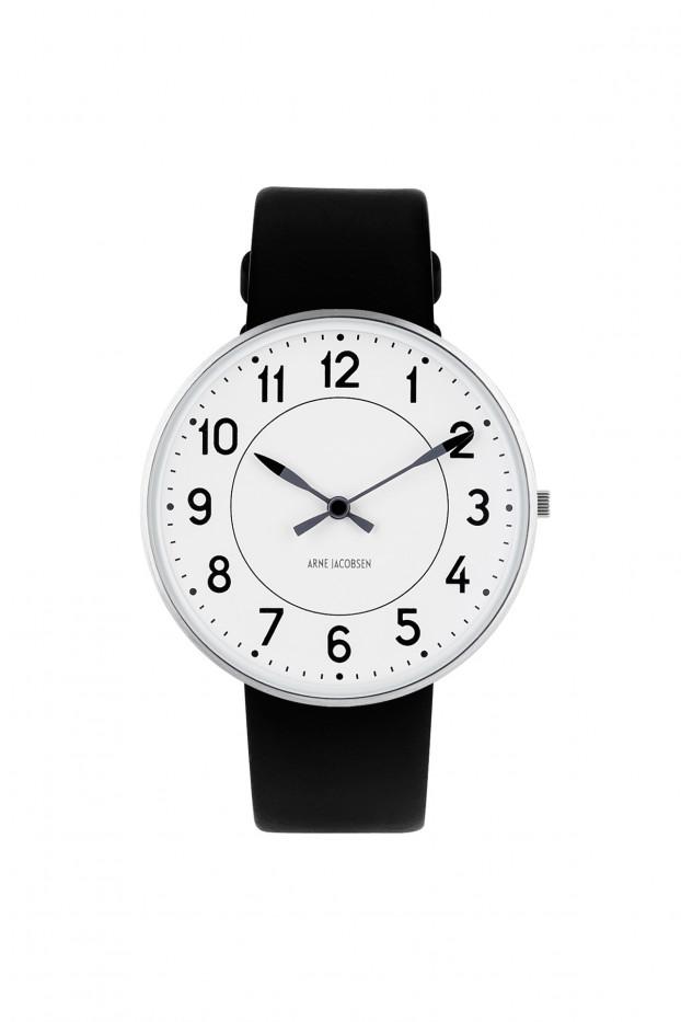 Arne Jacobsen, Arne Jacobsen Station 40mm Wrist Watch, 40 mm / Black / White- Placewares