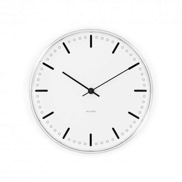 Arne Jacobsen, Arne Jacobsen City Hall Wall Clock, Ø 11.4" / White- Placewares