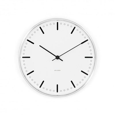 Arne Jacobsen, Arne Jacobsen City Hall Wall Clock, Ø 11.4" / White- Placewares